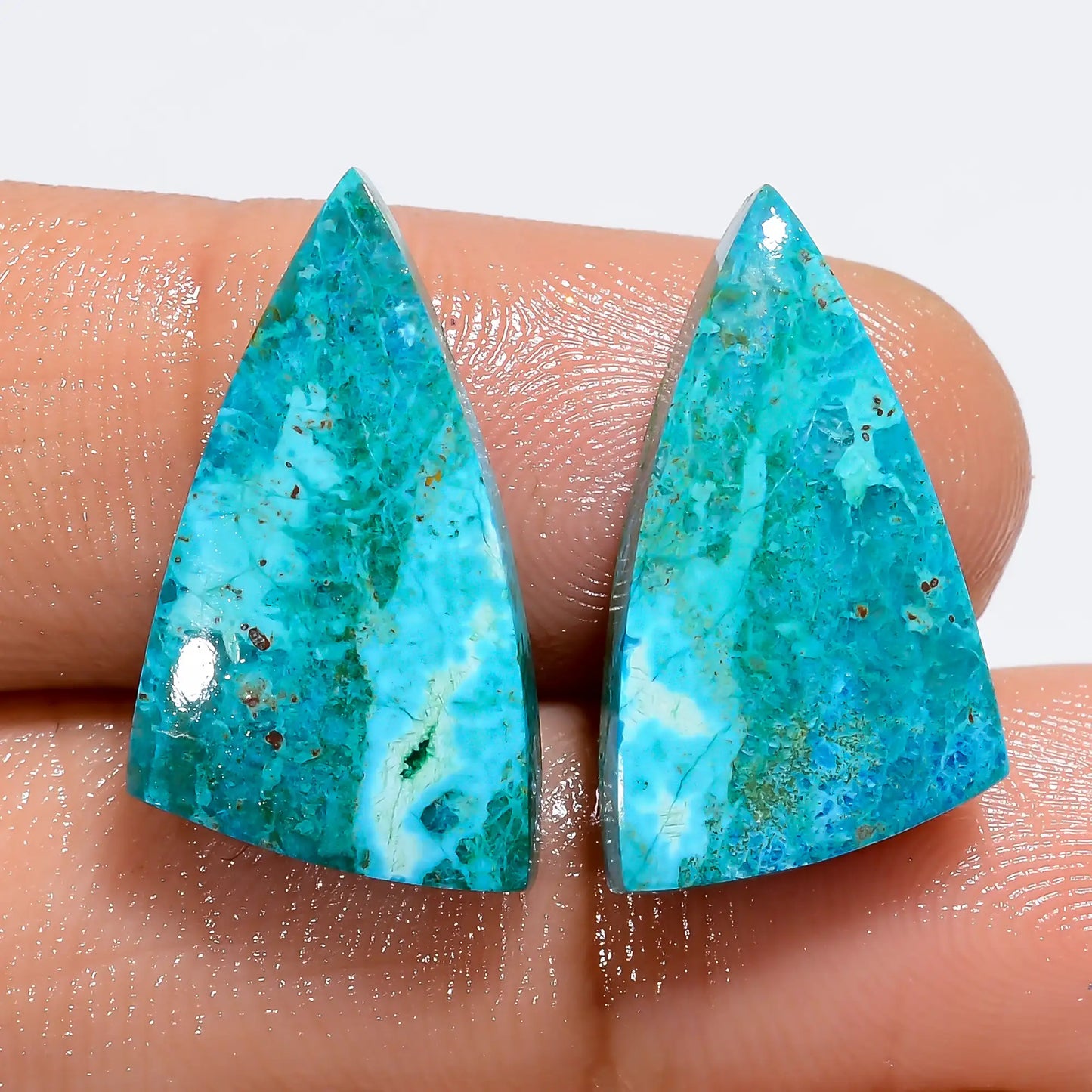 Attractive Top Grade Quality 100% Natural Shattuckite Fancy Shape Cabochon Loose Gemstone Pair For Making Earrings 16 Ct. 20X11X3 mm V-7263