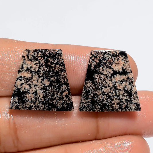 Fabulous Top Grade Quality 100% Natural Flower Obsidian Fancy Shape Cabochon Loose Gemstone Pair For Making Earrings 17 Ct 17X16X2 mm V7299