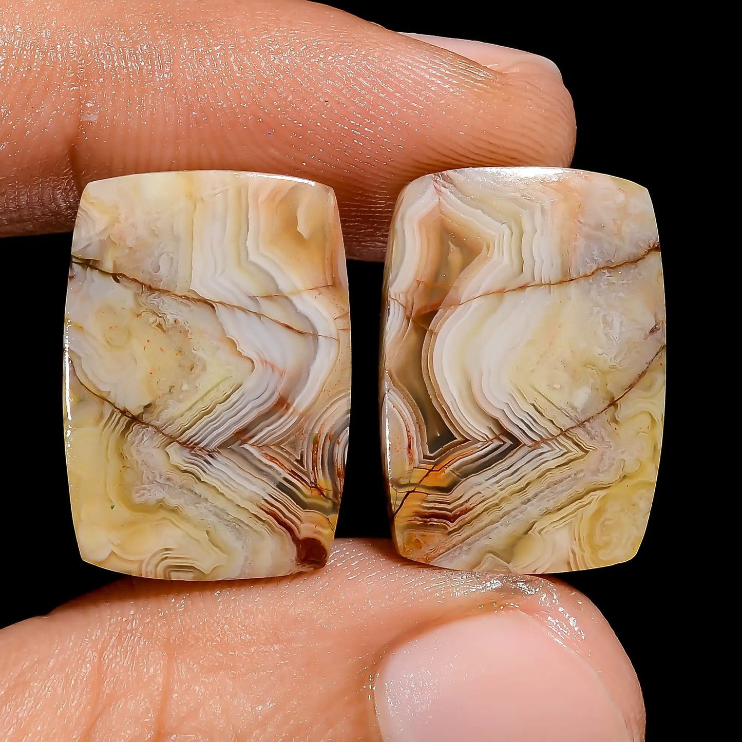 Wonderful Top Grade Quality 100% Natural Crazy Lace Agate Radiant Shape Cabochon Gemstone Pair For Making Earrings 20 Ct. 19X13X3 mm V-7429