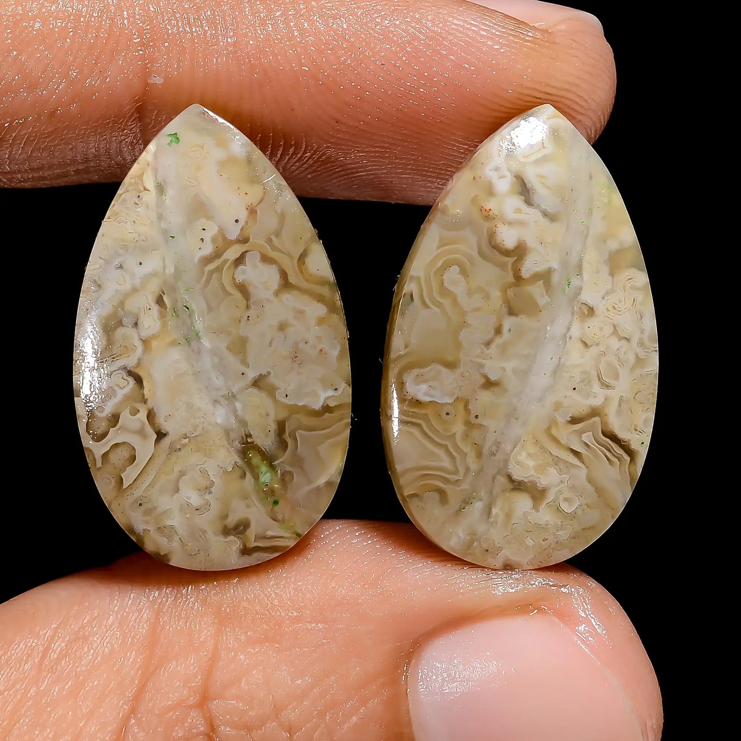 Amazing Top Grade Quality 100% Natural Crazy Lace Agate Pear Shape Cabochon Loose Gemstone Pair For Making Earrings 25.5 Ct 23X13X3 mm V-7430