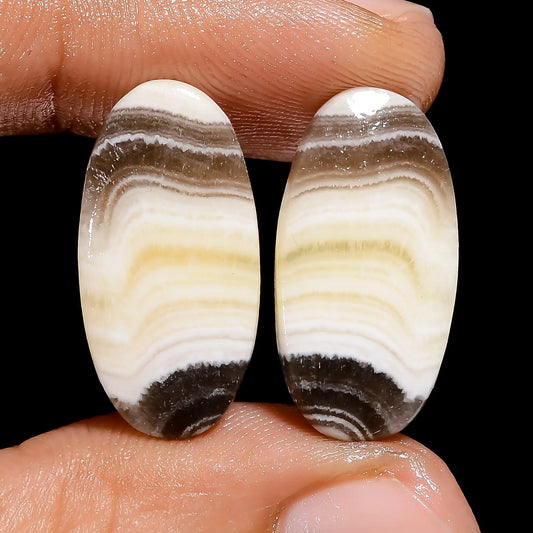 Mind Blowing Top Grade Quality 100% Natural Zebra Jasper Oval Shape Cabochon Loose Gemstone Pair For Making Earrings 18 Ct 21X10X3 mm V-7445