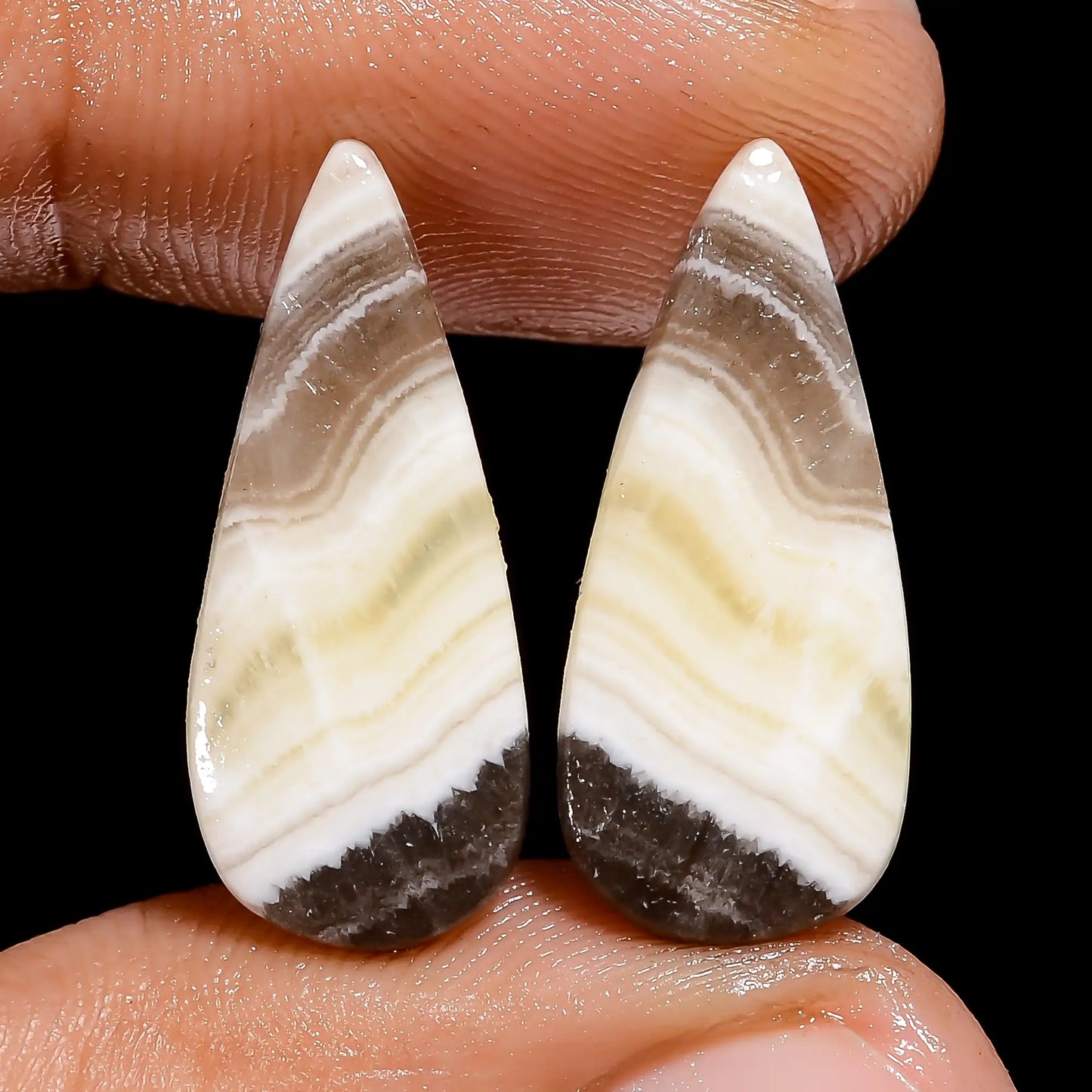 Outstanding Top Grade Quality 100% Natural Zebra Jasper Pear Shape Cabochon Loose Gemstone Pair For Making Earrings 11.5 Ct 21X9X2 mm V-7446