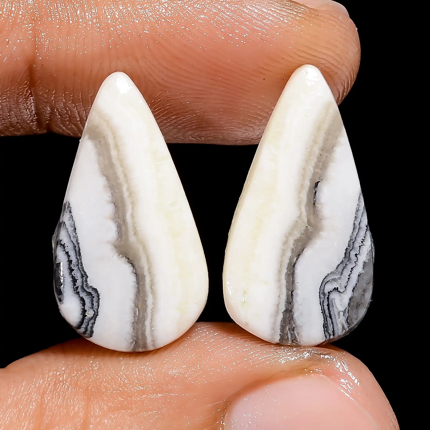 Stunning Top Grade Quality 100% Natural Zebra Jasper Pear Shape Cabochon Loose Gemstone Pair For Making Earrings 16 Ct. 20X10X3 mm V-7452