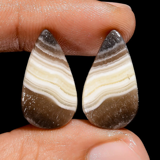 Wonderful Top Grade Quality 100% Natural Zebra Jasper Pear Shape Cabochon Loose Gemstone Pair For Making Earrings 15 Ct. 20X10X3 mm V-7457