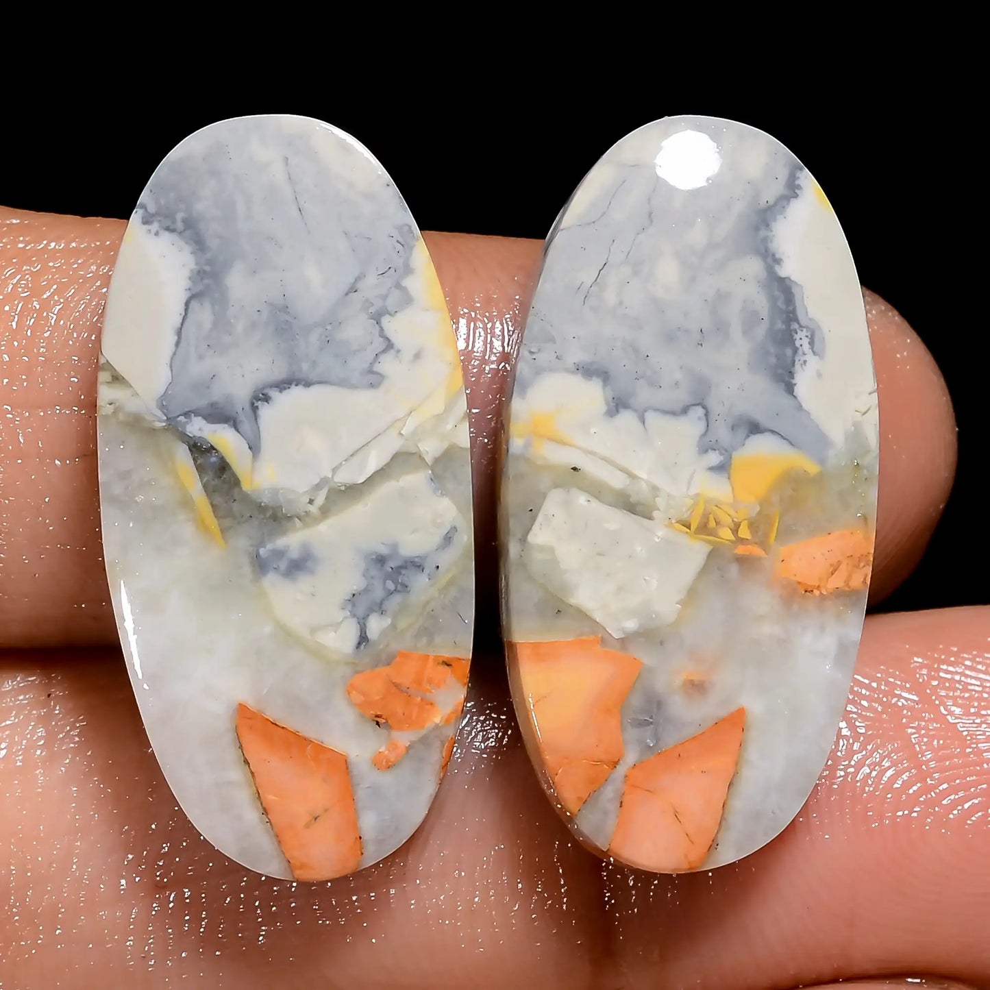 Outstanding Top Grade Quality 100% Natural Maligano Jasper Oval Shape Cabochon Loose Gemstone Pair For Making Earrings 32 Ct 25X12X3 mm V7502
