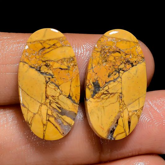 Outstanding Top Grade Quality 100% Natural Maligano Jasper Oval Shape Cabochon Loose Gemstone Pair For Making Earrings 22 Ct 22X12X2 mm V7505