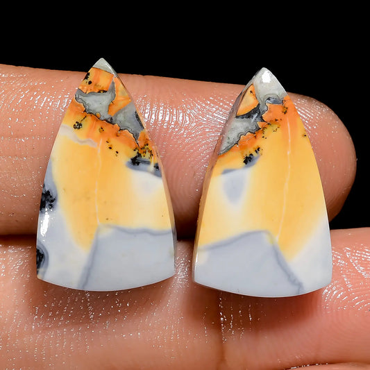 Attractive Top Grade Quality 100% Natural Maligano Jasper Triangle Shape Cabochon Gemstone Pair For Making Earrings 20.5 Ct 20X11X4 mm V-7515