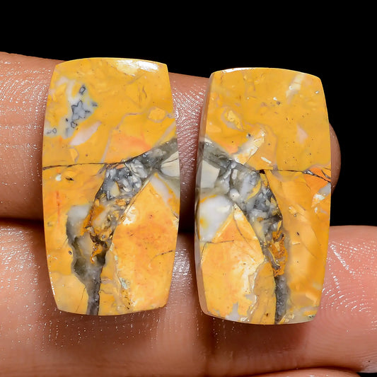 Maligano Jasper Radiant Shape Cabochon Loose Gemstone Pair Natural 23 Ct. 22X11X3 mm V-7521