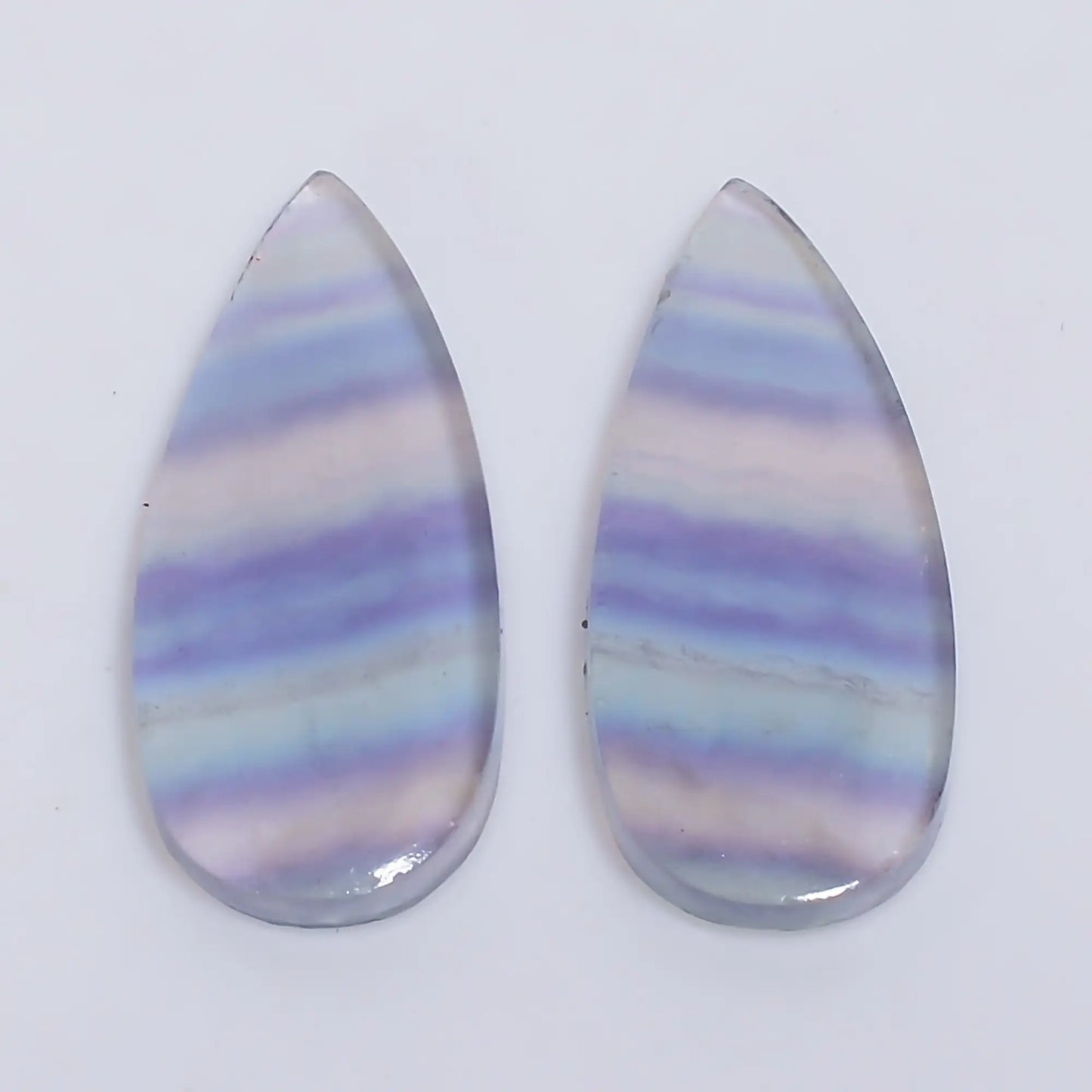 Incredible Top Grade Quality 100% Natural Fluorite Pear Shape Cabochon Loose Gemstone Pair For Making Earrings 16 Ct. 27X9X2 mm V-7527