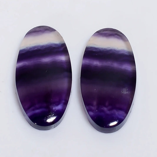 Marvellous Top Grade Quality 100% Natural Fluorite Oval Shape Cabochon Loose Gemstone Pair For Making Earrings 25.5 Ct. 22X10X3 mm V-7531