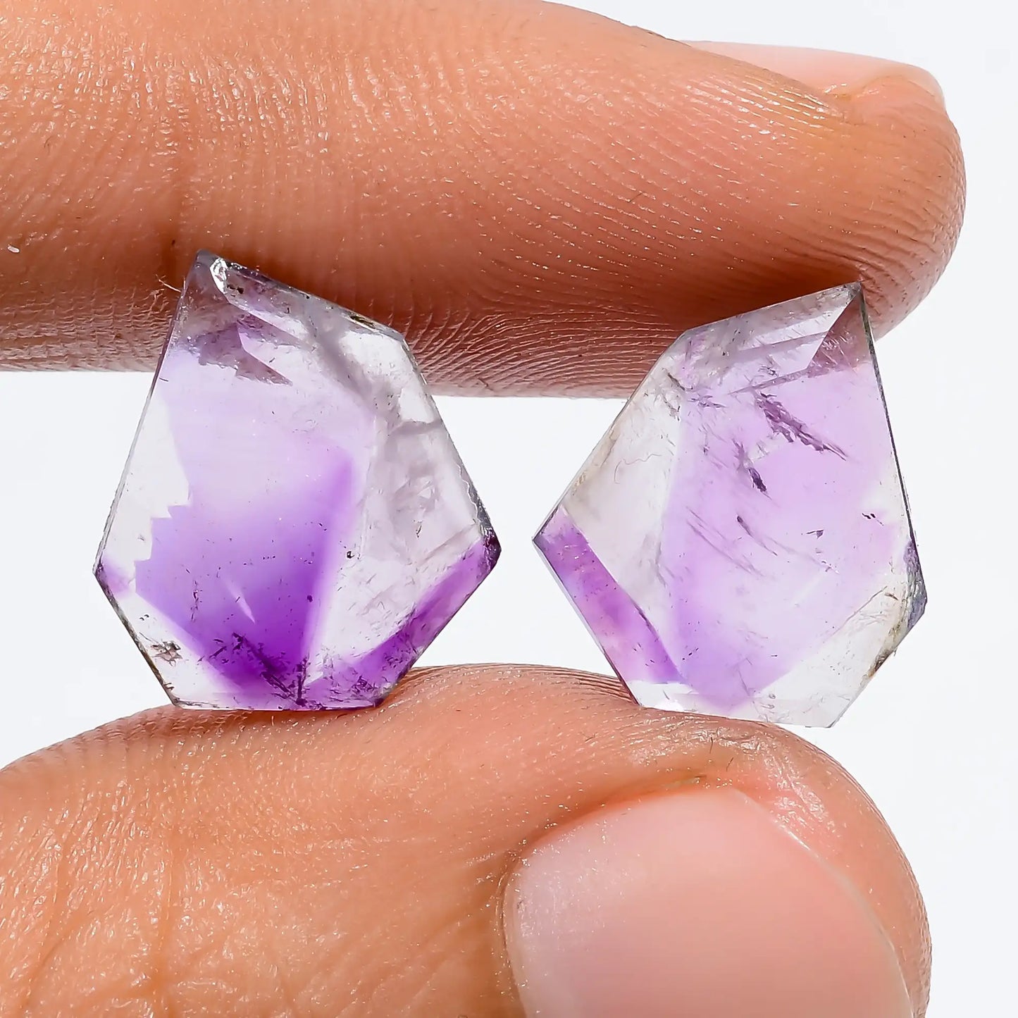 Tempting Top Grade Quality 100% Natural Trapiche Amethyst Fancy Shape Cut Stone Loose Gemstone Pair For Making Earrings 7 Ct 14X11X1 mm V7538