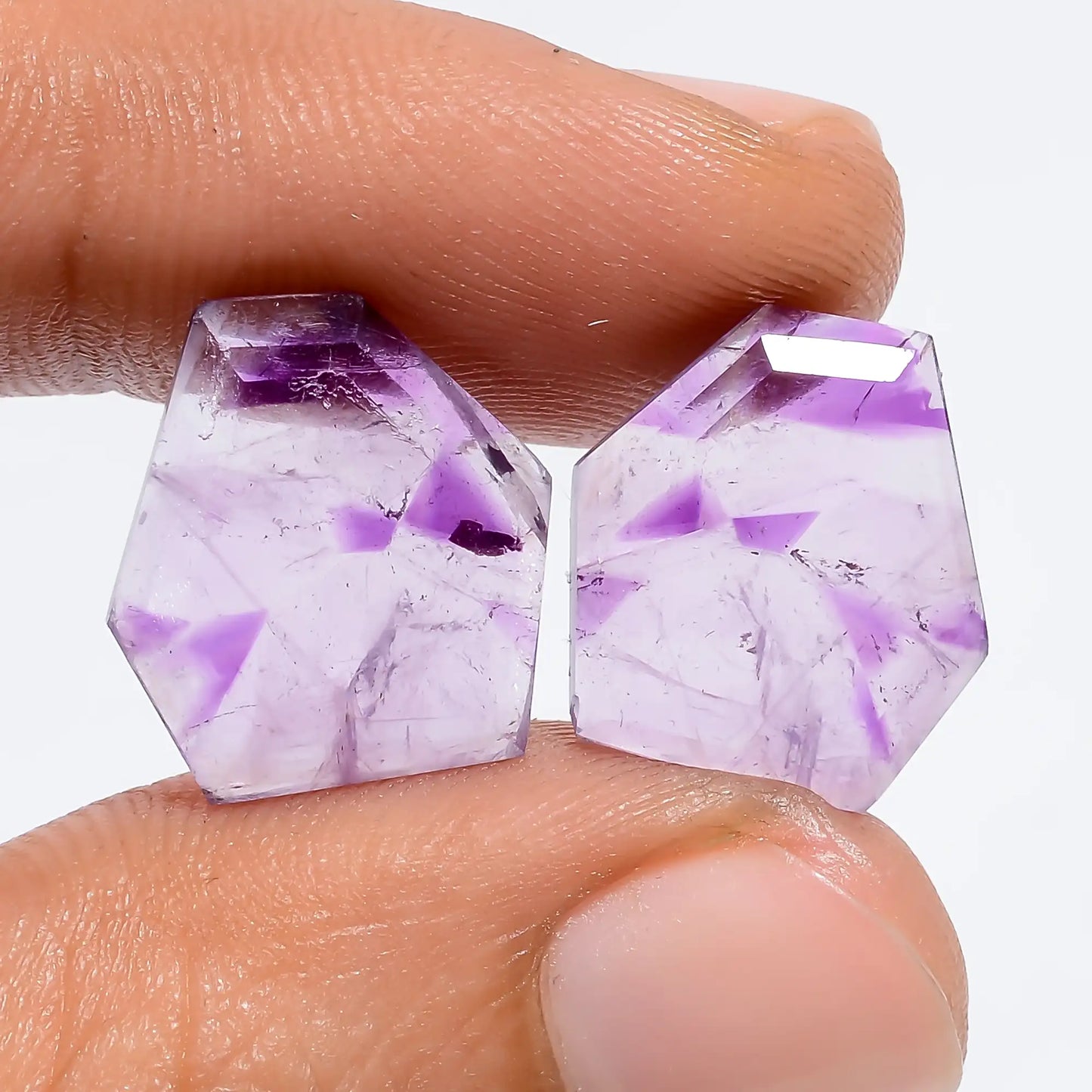 Wonderful Top Grade Quality 100% Natural Trapiche Amethyst Fancy Shape Cut Stone Gemstone Pair For Making Earrings 9.5 Ct. 14X13X2 mm V-7541