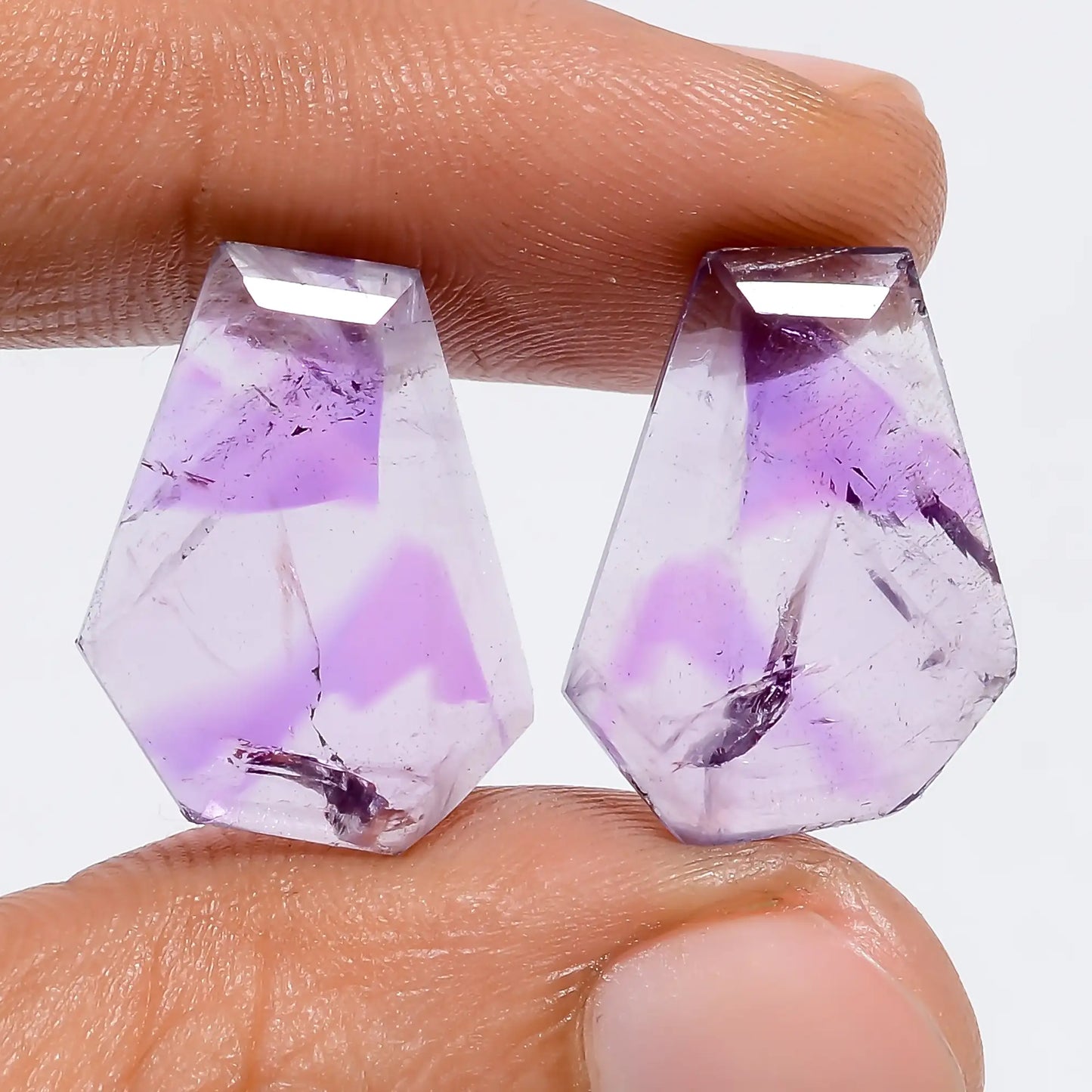 Amazing Top Grade Quality 100% Natural Trapiche Amethyst Fancy Shape Cut Stone Gemstone Pair For Making Earrings 12.5 Ct. 19X13X2 mm V-7542