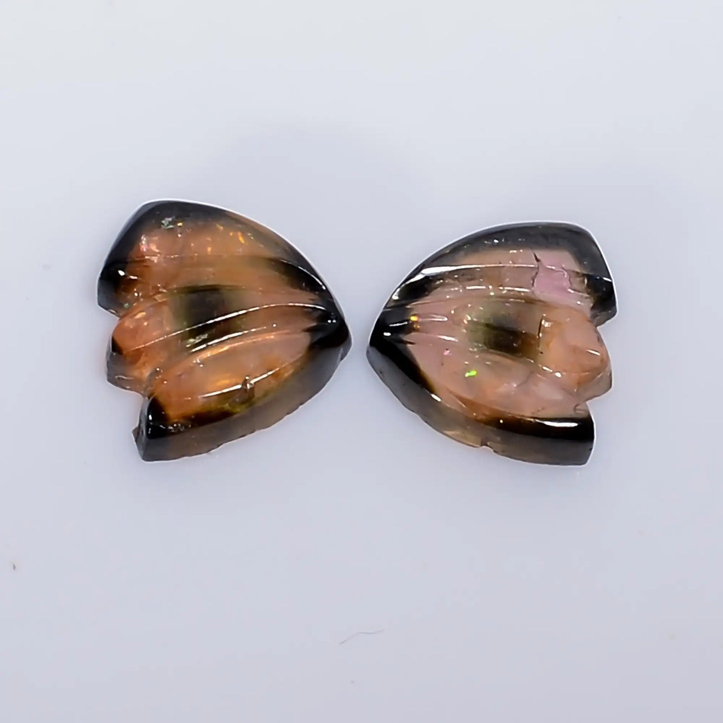 Amazing Top Grade Quality 100% Natural Watermelon Tourmaline Butterfly Shape Carved Gemstone Pair For Making Earrings 2 Ct. 6X6X1 mm V-7554