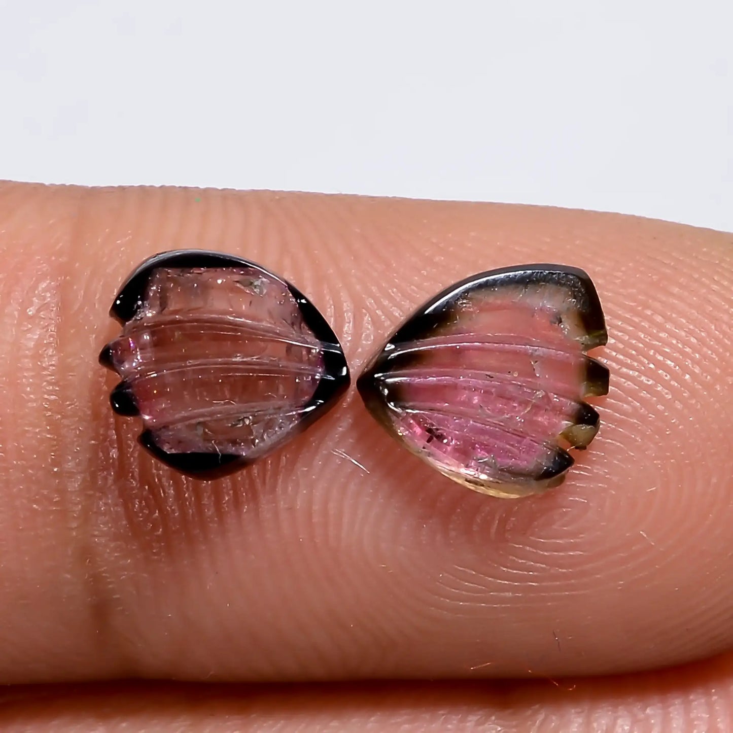 Attractive Top Grade Quality 100% Natural Watermelon Tourmaline Butterfly Shape Carved Gemstone Pair For Making Earrings 2 Ct 6X6X1 mm V-7555