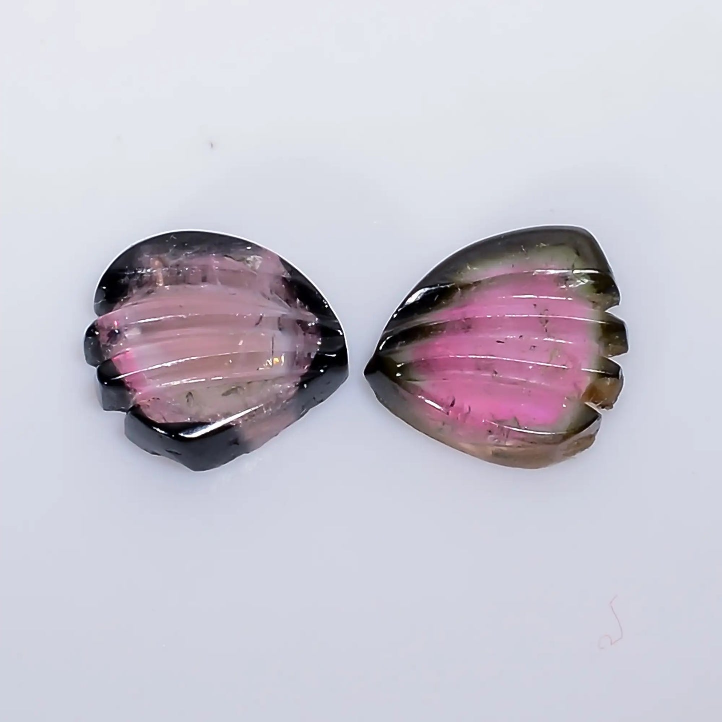 Attractive Top Grade Quality 100% Natural Watermelon Tourmaline Butterfly Shape Carved Gemstone Pair For Making Earrings 2 Ct 6X6X1 mm V-7555