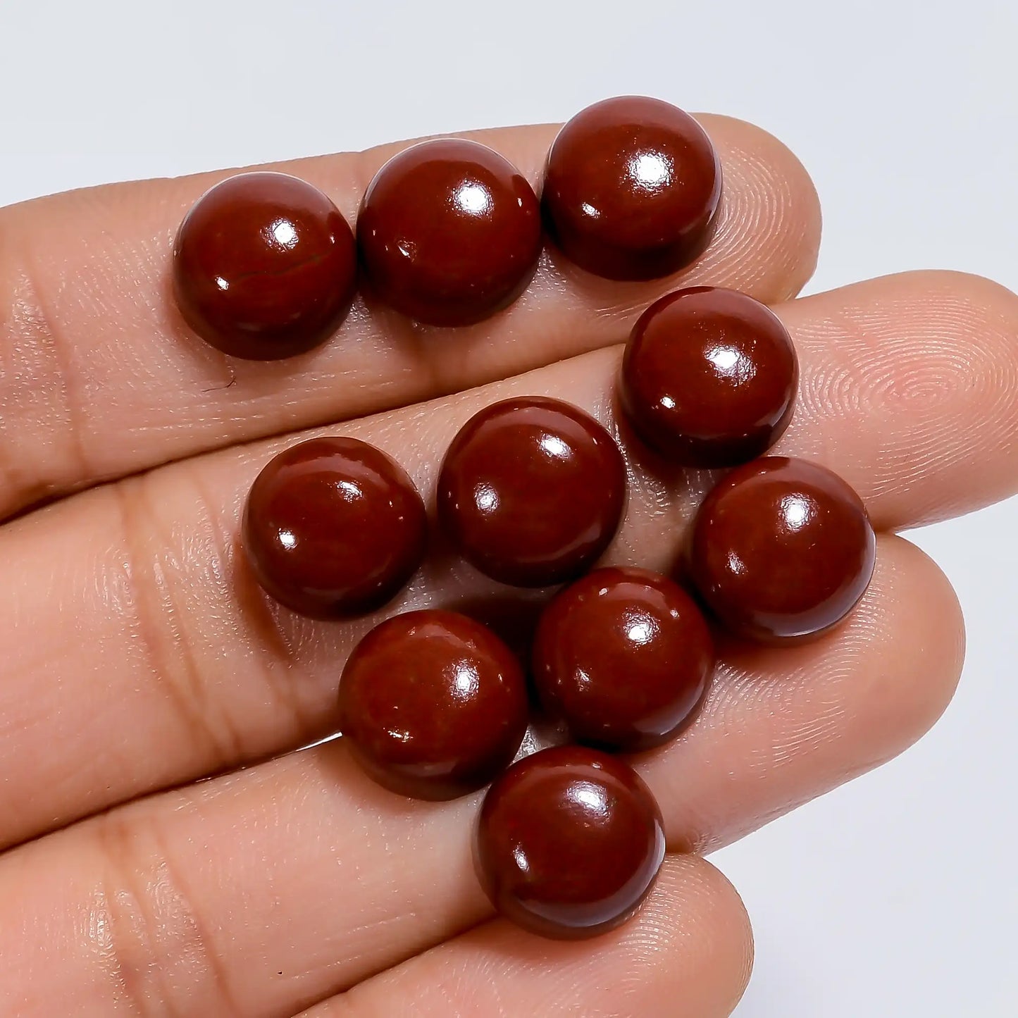 Wonderful Top Grade Quality 100% Natural Red Jasper Round Shape Cabochon Loose Gemstone 10 Pcs Lot For Making Jewelry 45 Ct. 9X9X4 mm V-7578