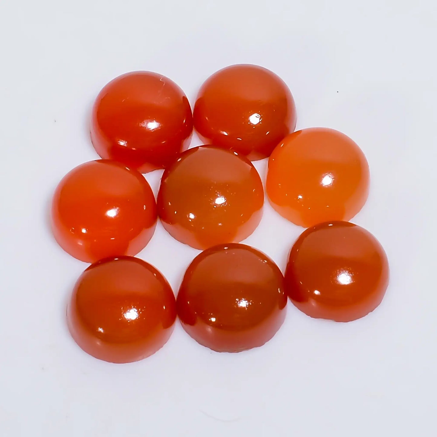 Terrific Top Grade Quality 100% Natural Carnelian Round Shape Cabochon Loose Gemstone 8 Pcs Lot For Making Jewelry 33 Ct. 9X9X4 mm V-7599