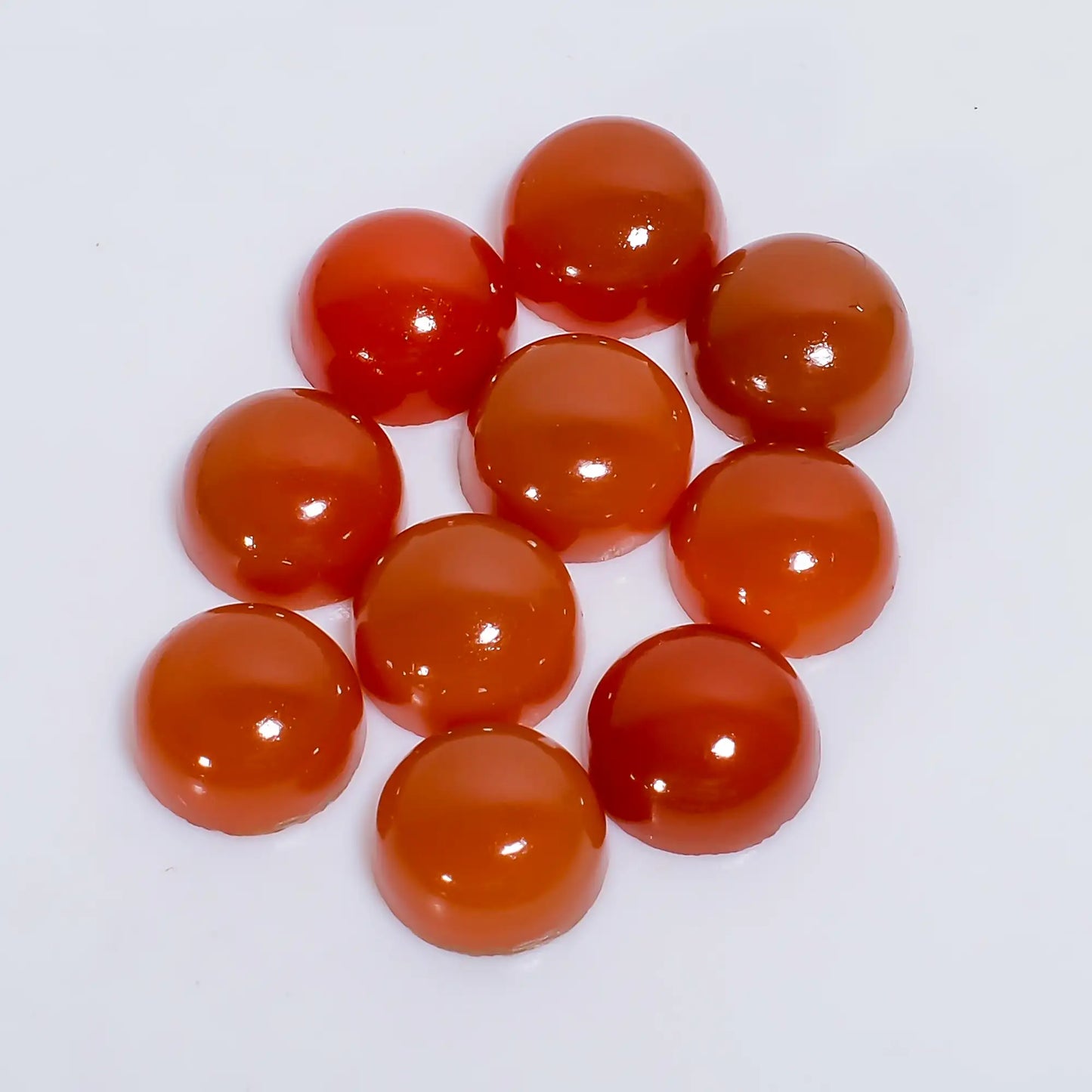 Unique Top Grade Quality 100% Natural Carnelian Round Shape Cabochon Loose Gemstone 10 Pcs Lot For Making Jewelry 42.5 Ct. 9X9X4 mm V-7600