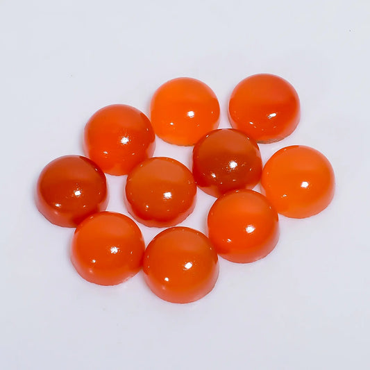 Wonderful Top Grade Quality 100% Natural Carnelian Round Shape Cabochon Loose Gemstone 10 Pcs Lot For Making Jewelry 44 Ct. 9X9X4 mm V-7601