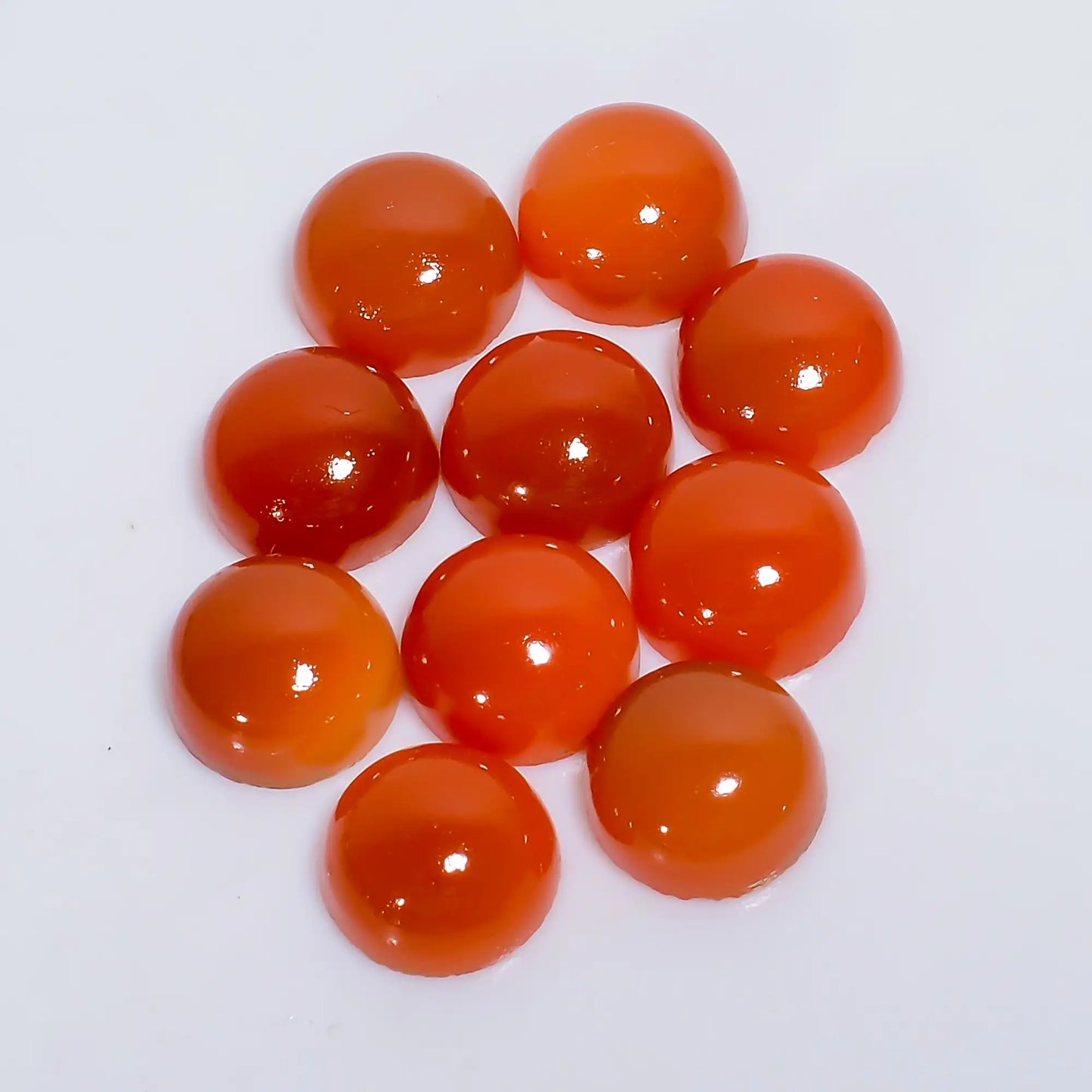 Amazing Top Grade Quality 100% Natural Carnelian Round Shape Cabochon Loose Gemstone 10 Pcs Lot For Making Jewelry 41 Ct. 9X9X4 mm V-7602