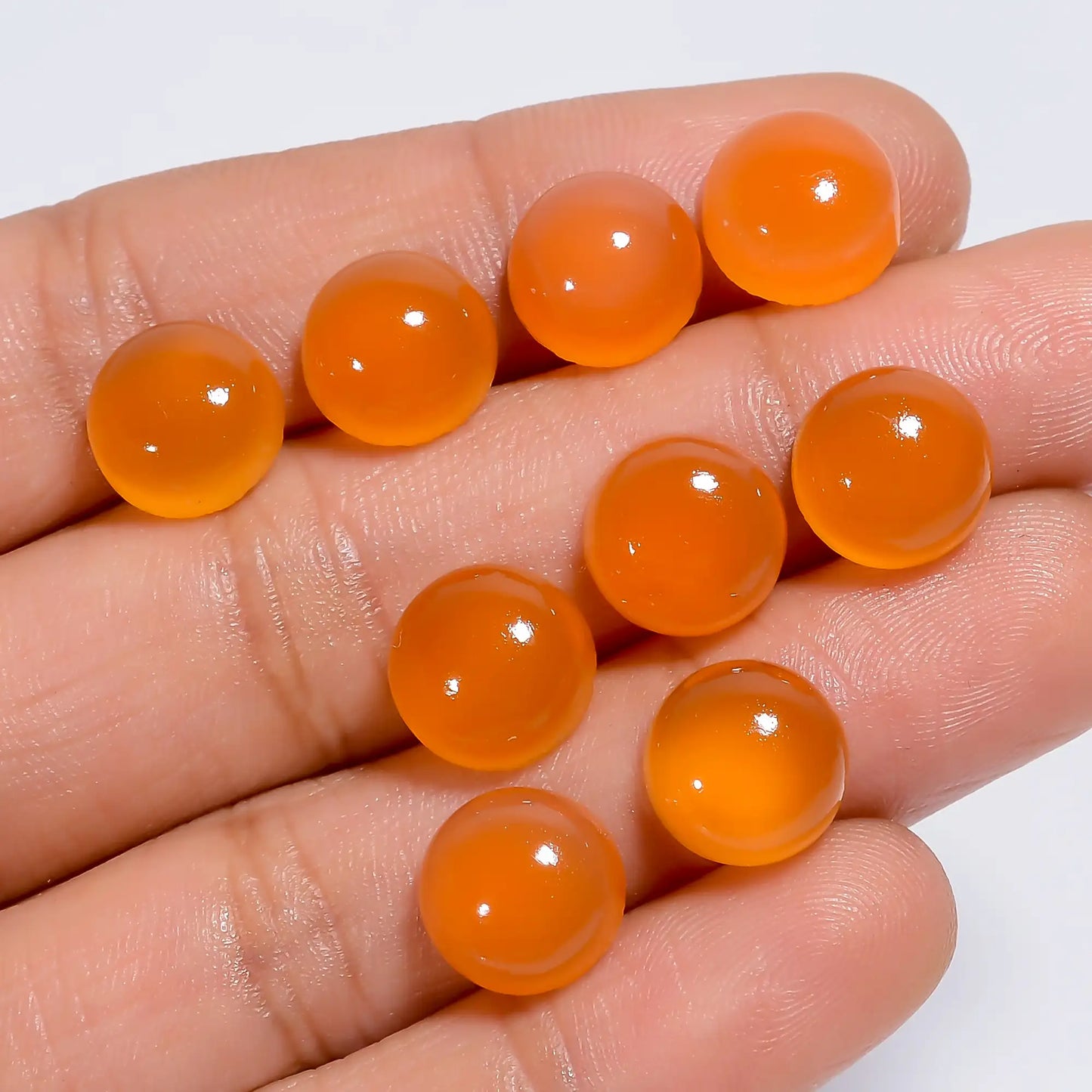 Awesome Top Grade Quality 100% Natural Carnelian Round Shape Cabochon Loose Gemstone 9 Pcs Lot For Making Jewelry 36.5 Ct. 9X9X4 mm V-7603