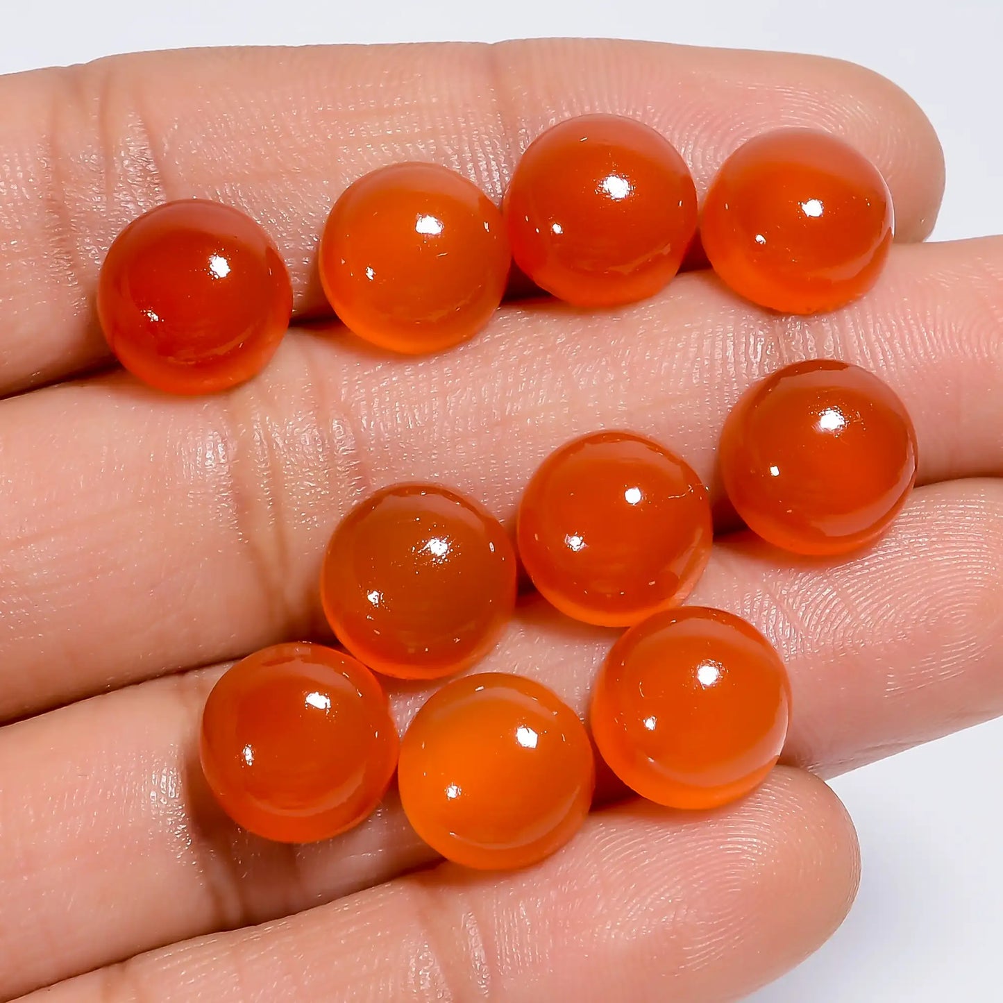 Beautiful Top Grade Quality 100% Natural Carnelian Round Shape Cabochon Loose Gemstone 10 Pcs Lot For Making Jewelry 41.5 Ct 9X9X4 mm V-7604