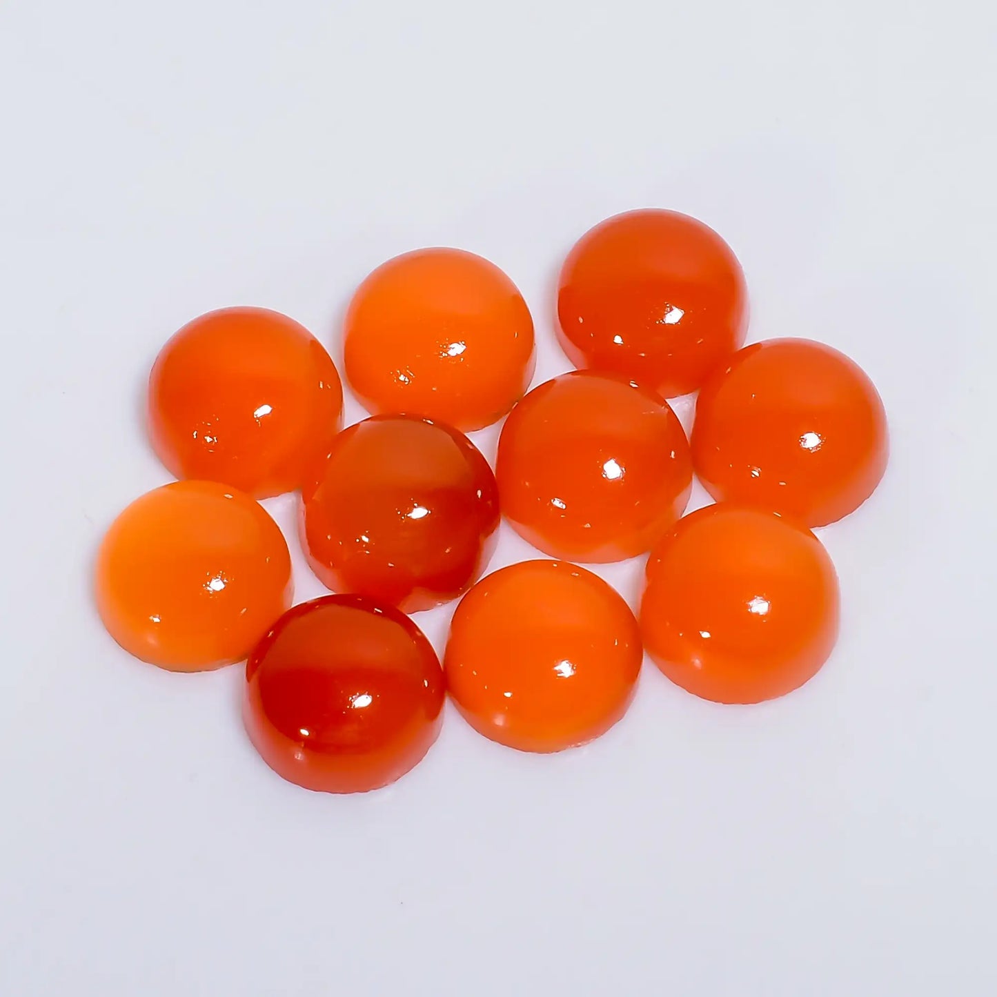 Beautiful Top Grade Quality 100% Natural Carnelian Round Shape Cabochon Loose Gemstone 10 Pcs Lot For Making Jewelry 41.5 Ct 9X9X4 mm V-7604