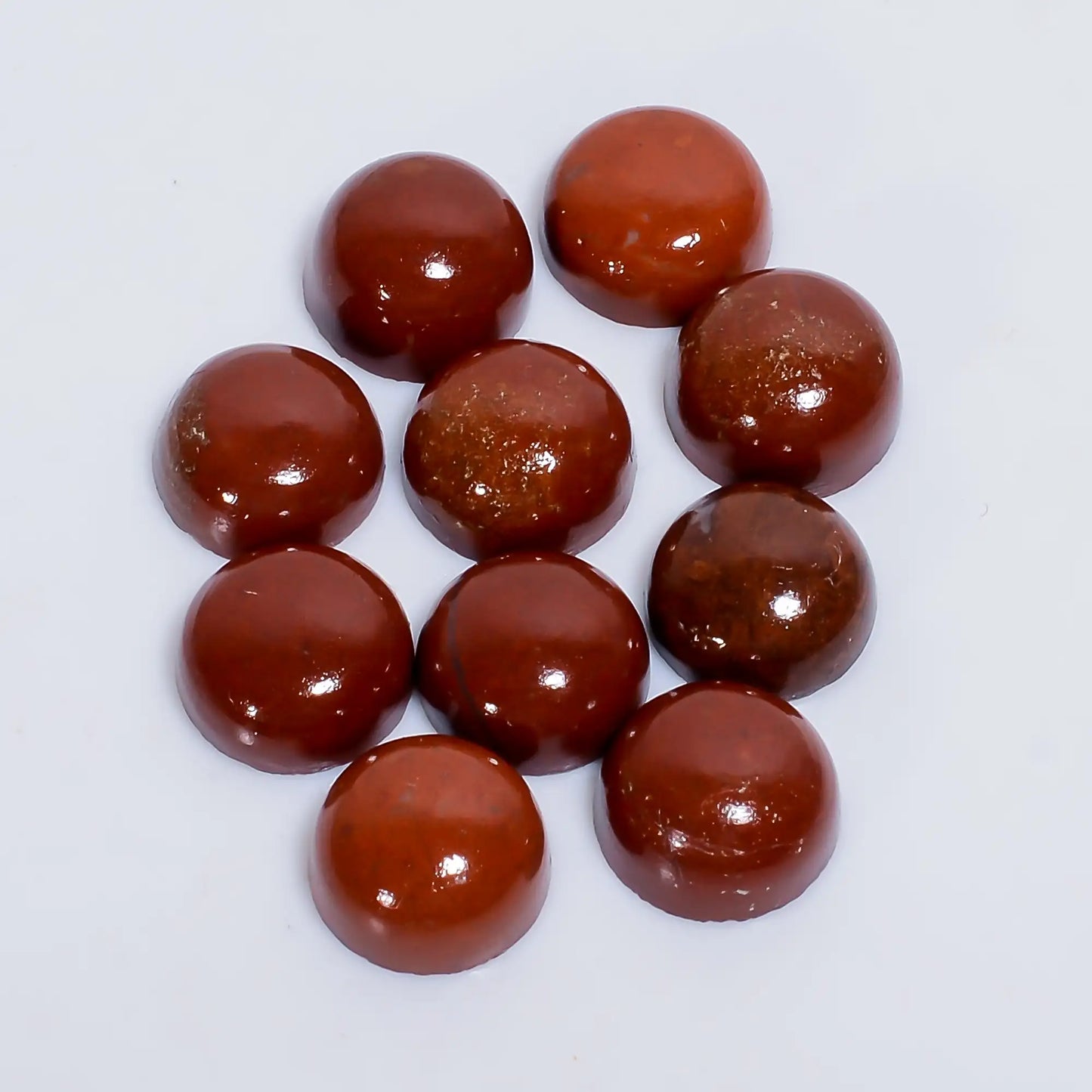 Excellent Top Grade Quality 100% Natural Red Jasper Round Shape Cabochon Loose Gemstone 10 Pcs Lot For Making Jewelry 42 Ct. 9X9X4 mm V-7607