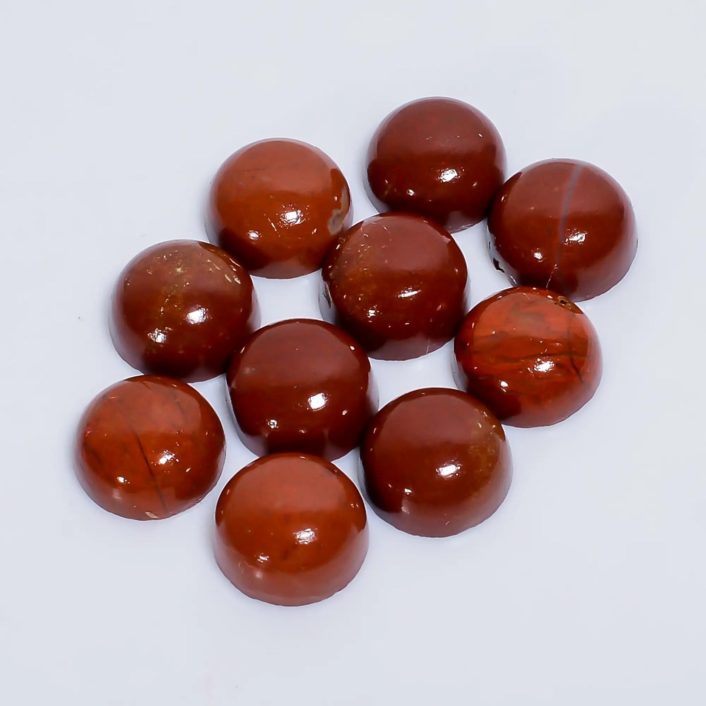 Fabulous Top Grade Quality 100% Natural Red Jasper Round Shape Cabochon Loose Gemstone 10 Pcs Lot For Making Jewelry 40.5 Ct 9X9X4 mm V-7610