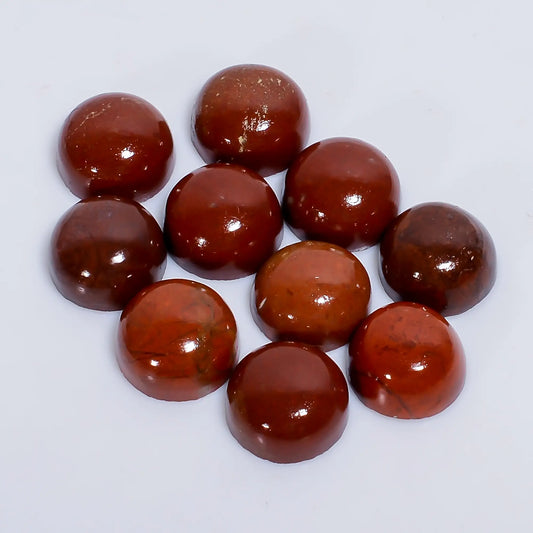 Fantastic Top Grade Quality 100% Natural Red Jasper Round Shape Cabochon Loose Gemstone 10 Pcs Lot For Making Jewelry 41 Ct. 9X9X4 mm V-7611