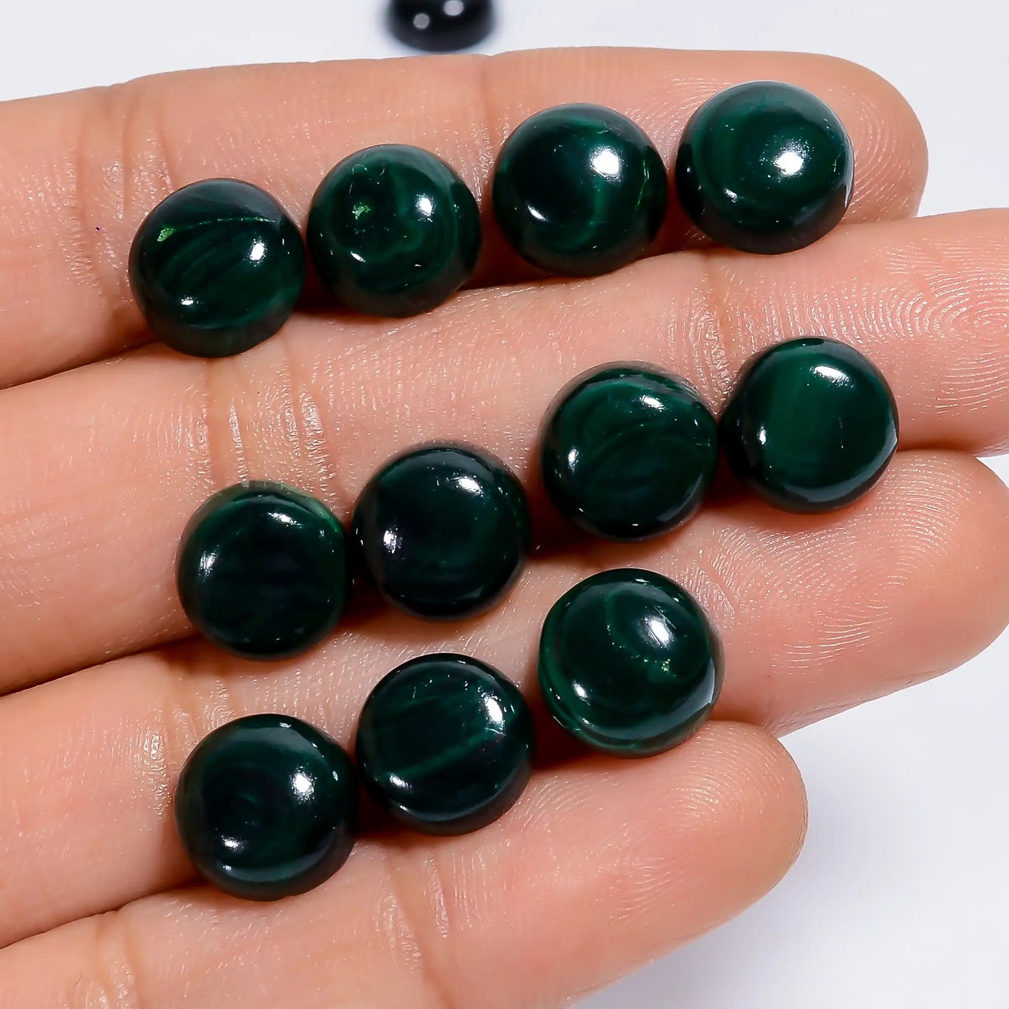 Wonderful Top Grade Quality 100% Natural Malachite Round Shape Cabochon Loose Gemstone 13 Pcs Lot For Making Jewelry 71.5 Ct 9X9X4 mm V-7625