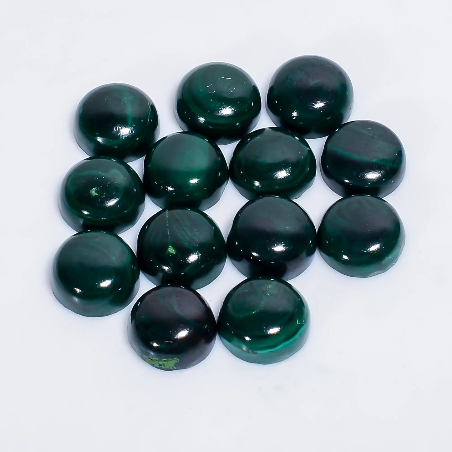 Wonderful Top Grade Quality 100% Natural Malachite Round Shape Cabochon Loose Gemstone 13 Pcs Lot For Making Jewelry 71.5 Ct 9X9X4 mm V-7625