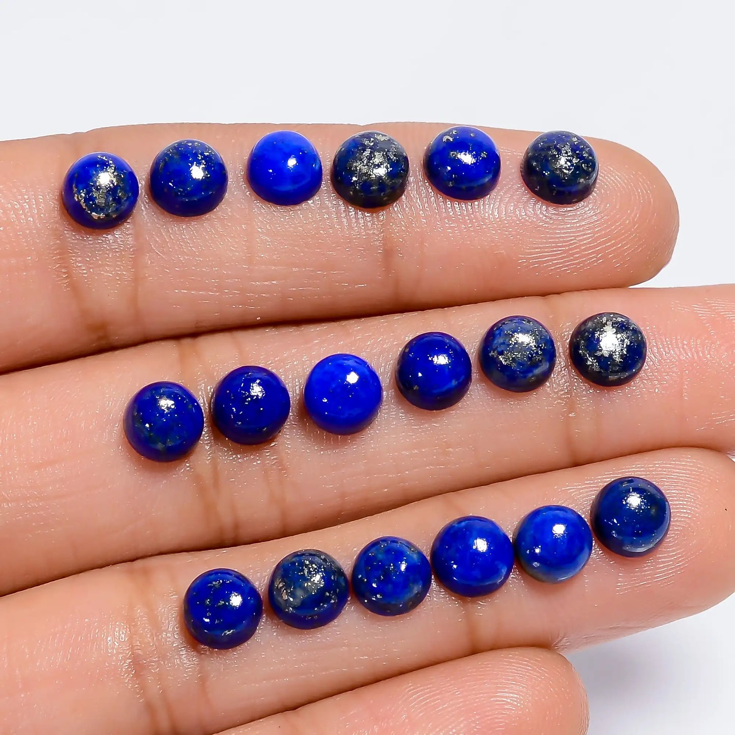 Dazzling Top Grade Quality 100% Natural Lapis Lazuli Round Shape Cabochon Loose Gemstone 24 Pcs Lot For Making Jewelry 24 Ct 5X5X2 mm V-7631