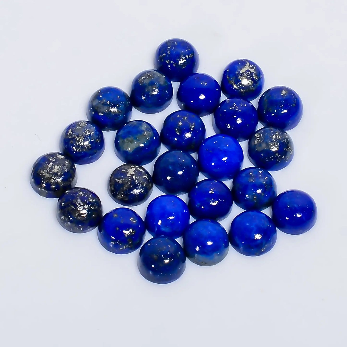 Dazzling Top Grade Quality 100% Natural Lapis Lazuli Round Shape Cabochon Loose Gemstone 24 Pcs Lot For Making Jewelry 24 Ct 5X5X2 mm V-7631