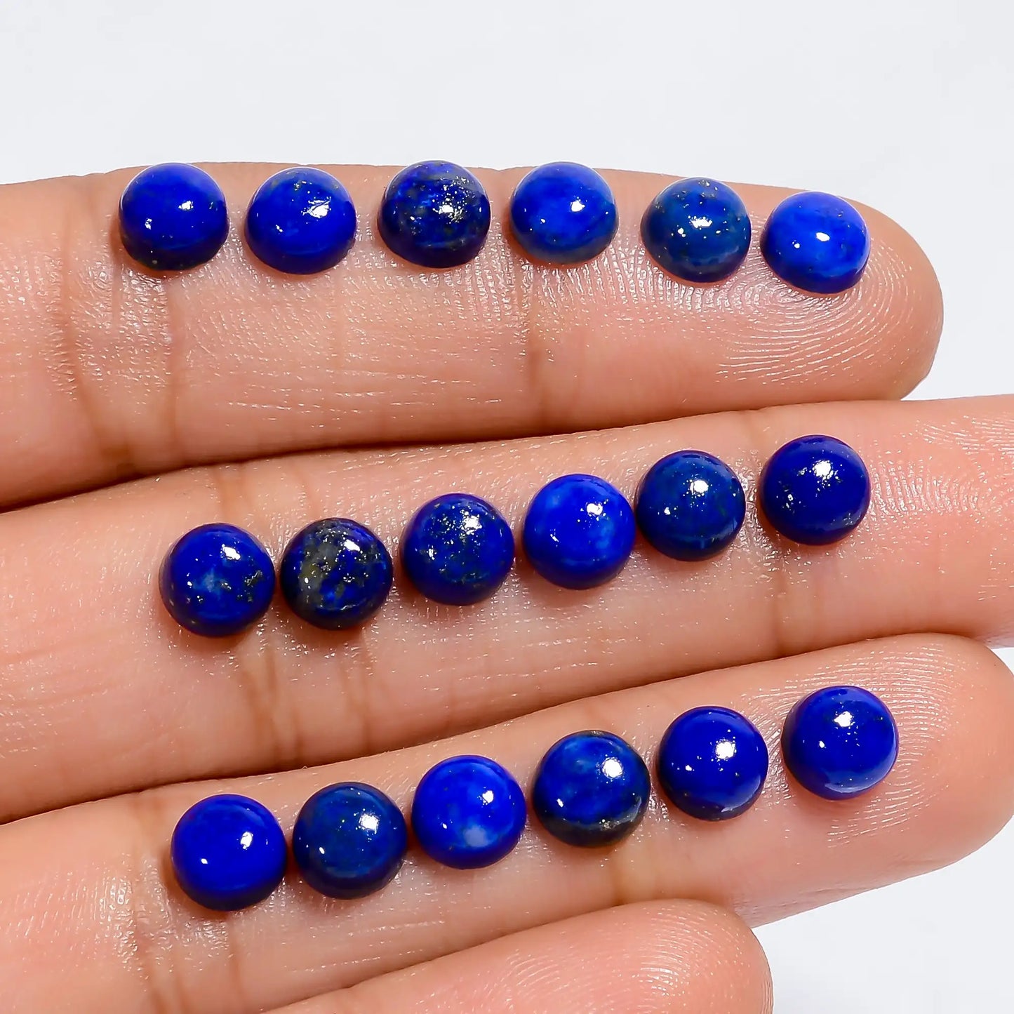 Excellent Top Grade Quality 100% Natural Lapis Lazuli Round Shape Cabochon Gemstone 23 Pcs Lot For Making Jewelry 23.5 Ct. 5X5X2 mm V-7632