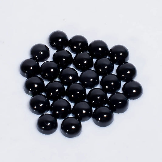 Fantastic Top Grade Quality 100% Natural Black Onyx Round Shape Cabochon Loose Gemstone 26 Pcs Lot For Making Jewelry 23.5 Ct 5X5X2 mm V-7635