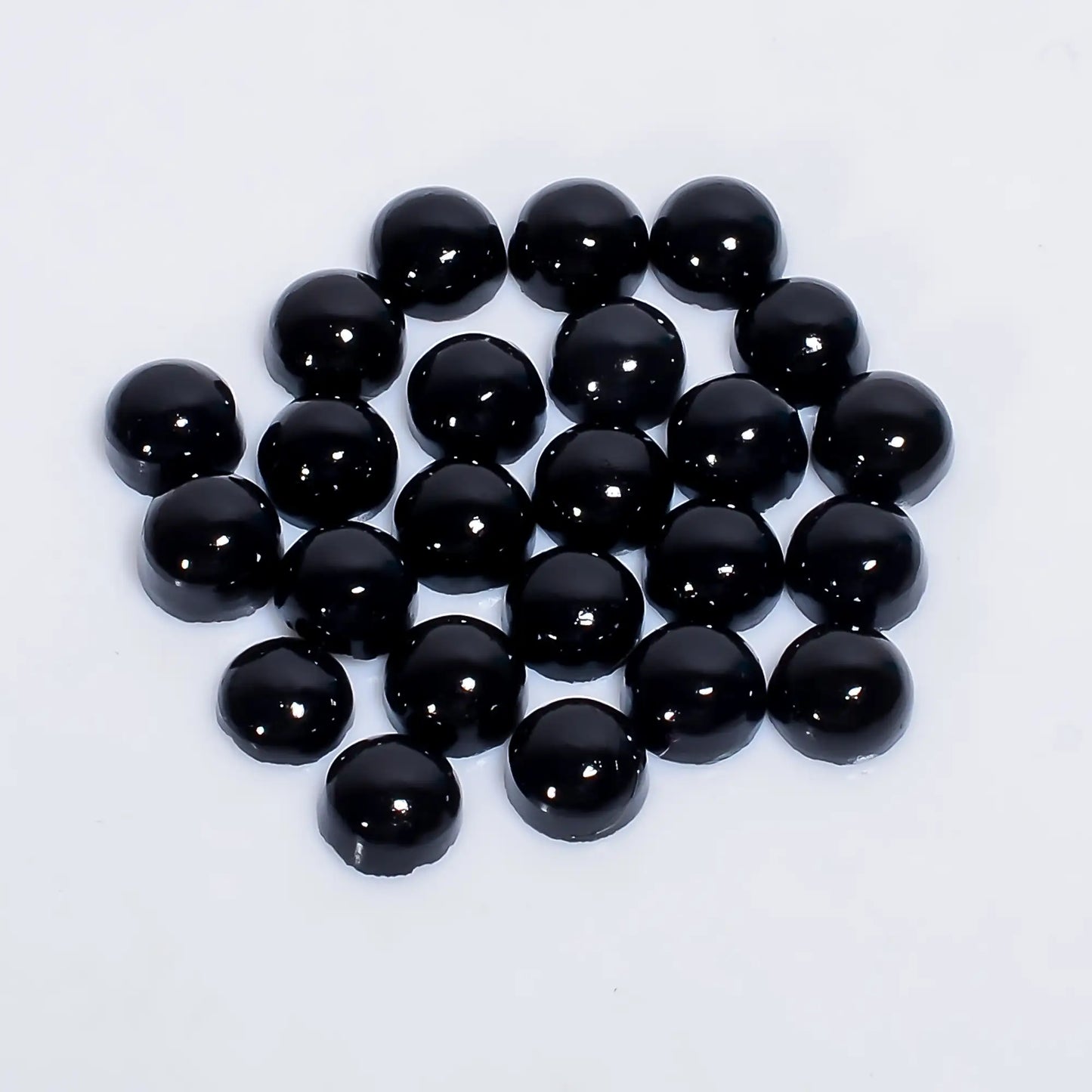 Gorgeous Top Grade Quality 100% Natural Black Onyx Round Shape Cabochon Loose Gemstone 24 Pcs Lot For Making Jewelry 23 Ct. 5X5X2 mm V-7636