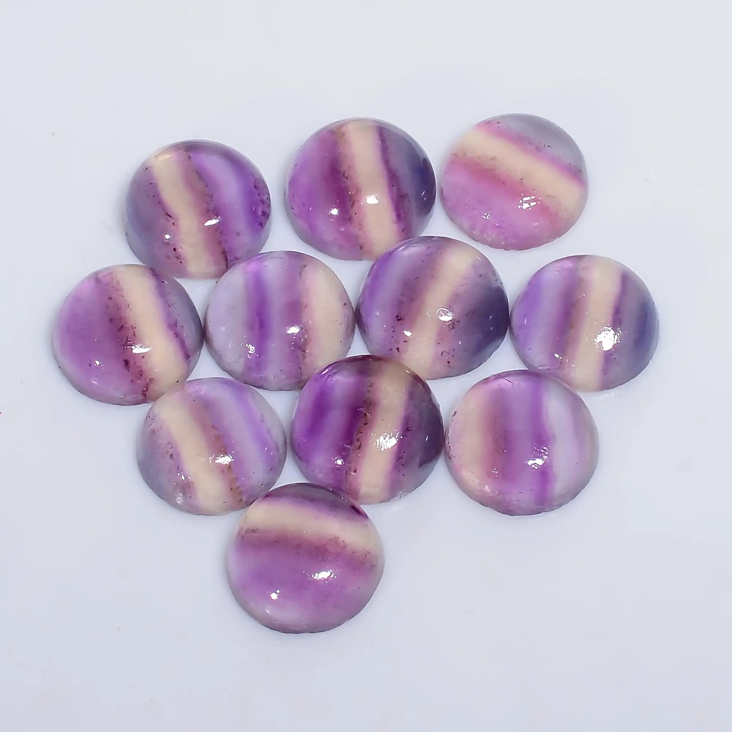 Mind Blowing Top Grade Quality 100% Natural Fluorite Round Shape Cabochon Loose Gemstone 11 Pcs Lot For Making Jewelry 43.5 Ct 9X9X4 mm V-7640