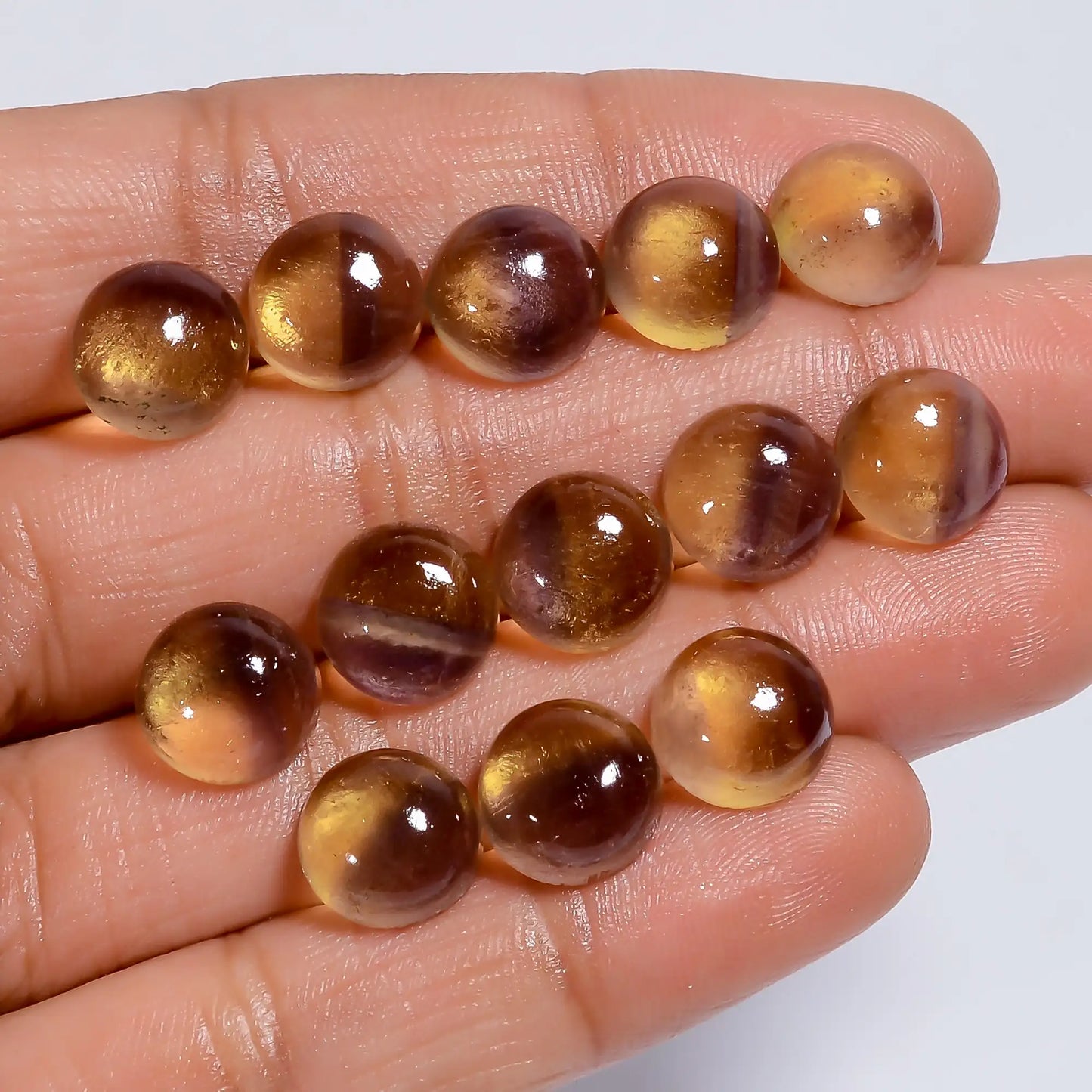 Wonderful Top Grade Quality 100% Natural Fluorite Round Shape Cabochon Loose Gemstone 13 Pcs Lot For Making Jewelry 55.5 Ct. 9X9X4 mm V-7649