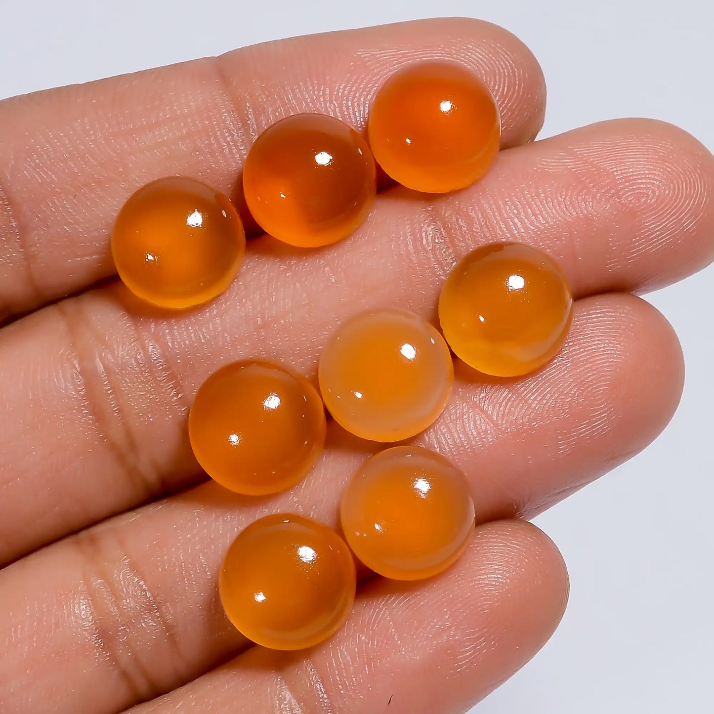 Amazing Top Grade Quality 100% Natural Carnelian Round Shape Cabochon Loose Gemstone 8 Pcs Lot For Making Jewelry 32.5 Ct. 9X9X4 mm V-7650