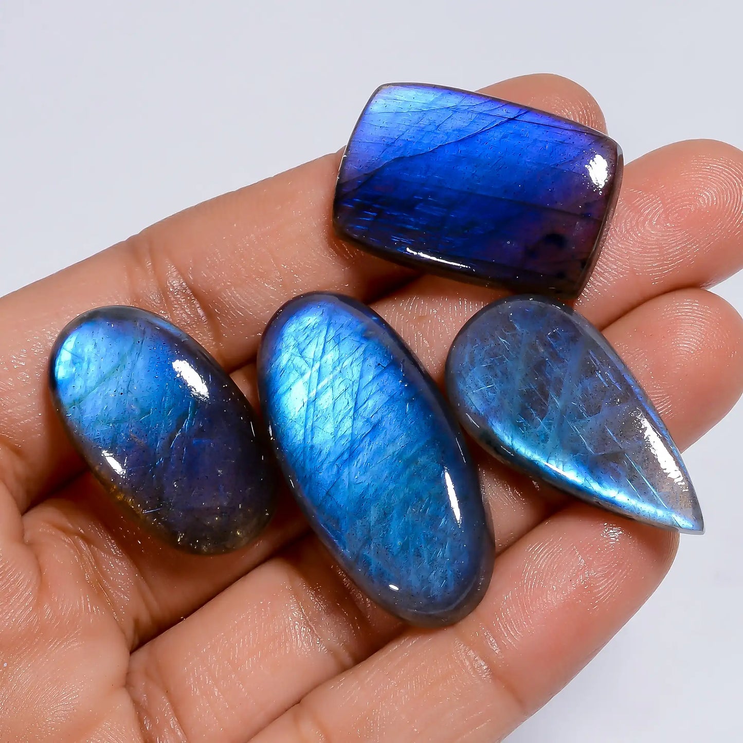 Awesome Top Grade Quality 100% Natural Labradorite Mix Shape Cabochon Loose Gemstone 4 Pcs For Making Jewelry 106 Ct. 25X15 34X15 mm V-7653