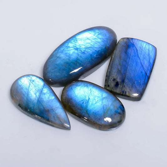 Awesome Top Grade Quality 100% Natural Labradorite Mix Shape Cabochon Loose Gemstone 4 Pcs For Making Jewelry 106 Ct. 25X15 34X15 mm V-7653