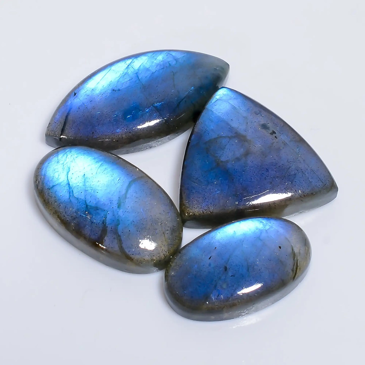 Beautiful Top Grade Quality 100% Natural Labradorite Mix Shape Cabochon Loose Gemstone 4 Pcs For Making Jewelry 105.5 Ct 23X13 32X15 mm V-7654