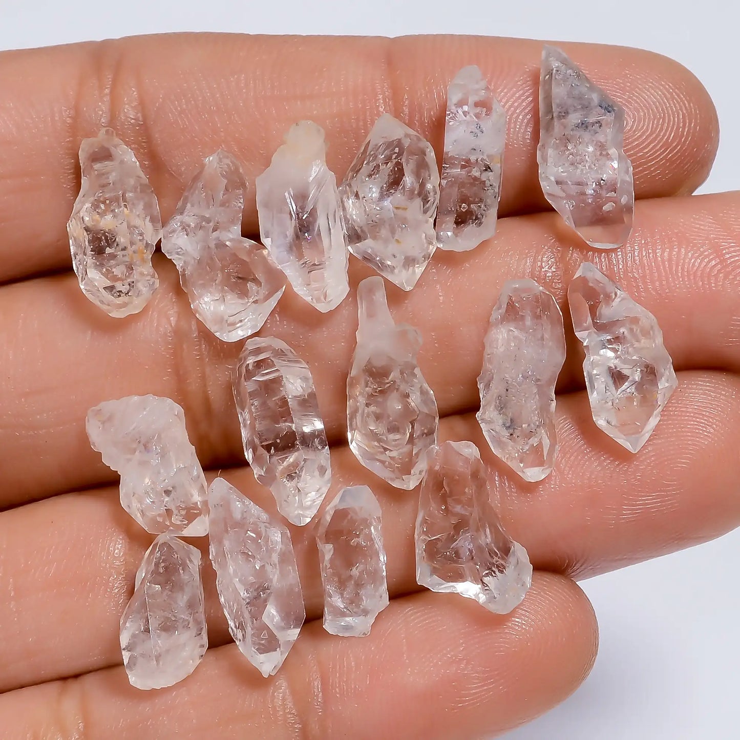 Immaculate Top Grade Quality 100% Natural Herkimer Diamond Rough Loose Gemstone 19 Pcs Lot For Making Jewelry 48 Ct. 10X6 15X6 mm V-7663