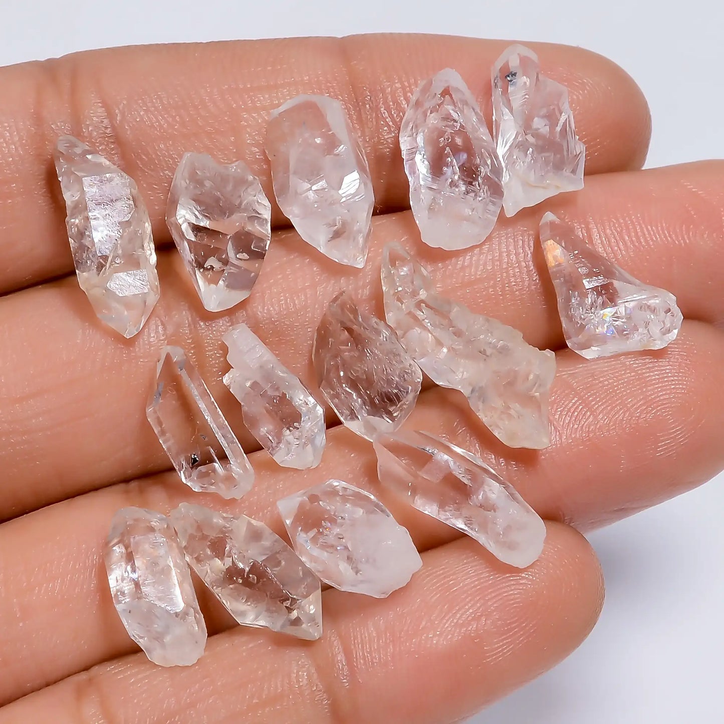 Marvellous Top Grade Quality 100% Natural Herkimer Diamond Rough Loose Gemstone 18 Pcs Lot For Making Jewelry 47 Ct. 10X3 18X5 mm V-7665