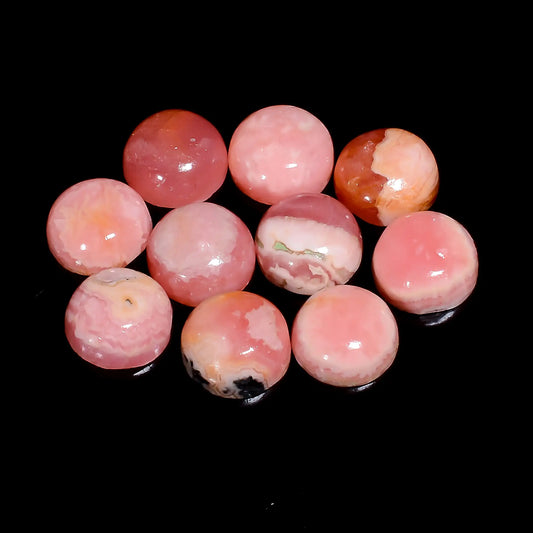 Amethyst Lace Agate Round Shape Cabochon Loose Gemstone 10 Pcs Lot Natural 48.5 Ct. 9X9X4 mm V-7670