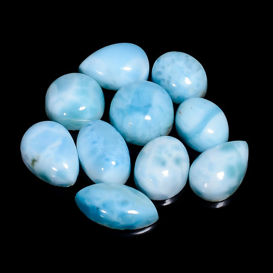 Terrific Top Grade Quality 100% Natural Larimar Mix Shape Cabochon Loose Gemstone 10 Pcs Lot For Making Jewelry 44 Ct. 9X7 12X6 mm V-7673