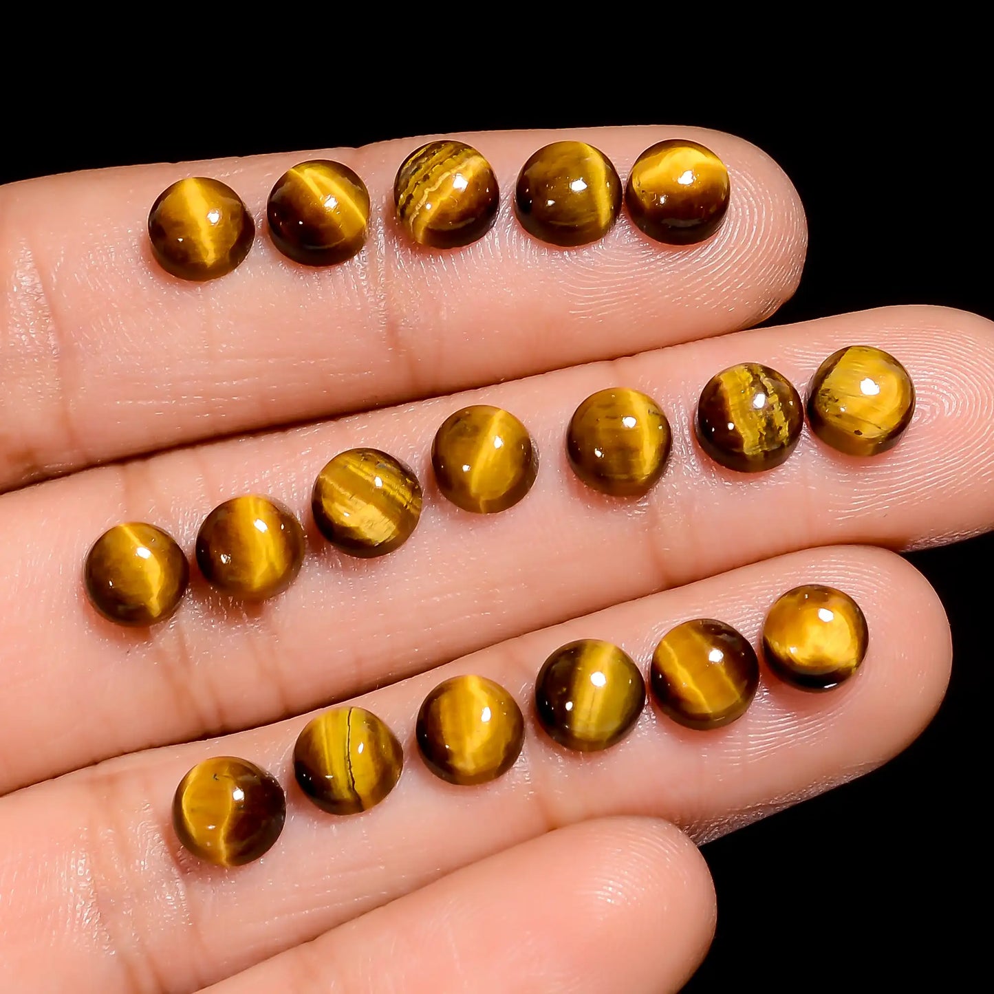 Unique Top Grade Quality 100% Natural Tiger Eye Round Shape Cabochon Loose Gemstone 28 Pcs Lot For Making Jewelry 27.5 Ct. 5X5X2 mm V-7674