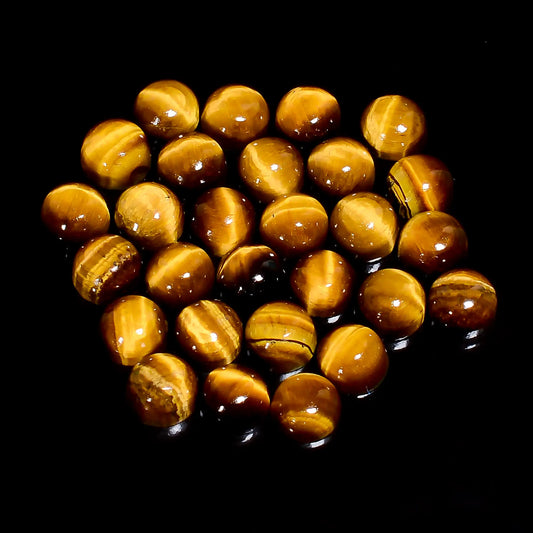 Amazing Top Grade Quality 100% Natural Tiger Eye Round Shape Cabochon Loose Gemstone 28 Pcs Lot For Making Jewelry 27.5 Ct. 5X5X2 mm V-7676